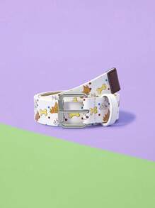 SCOOBY-DOO X SHEIN 1 Stück Damen Mode Hund & Knochen Motiv PU Leder Gürtel