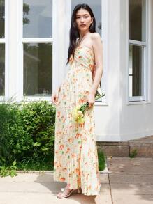 SHEIN LUNE 女式花卉印花无袖长裙 - 随机花朵图案 - 彩色 - 查看 5
