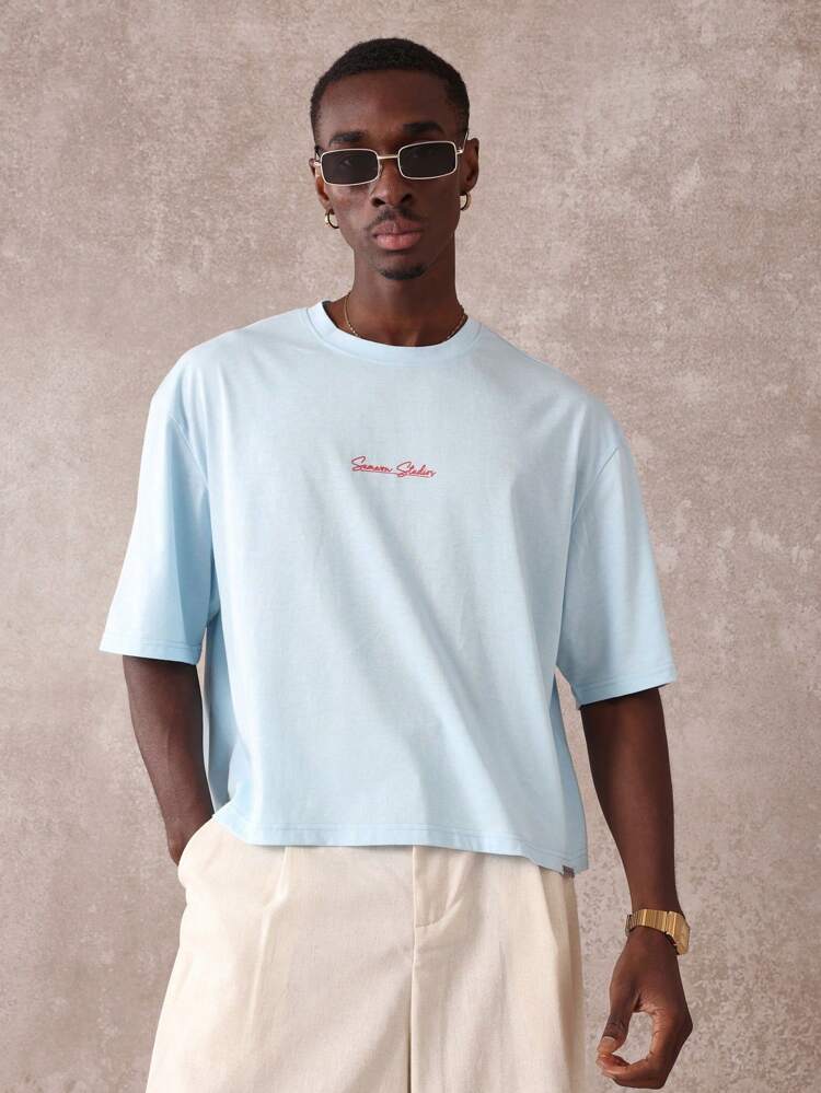 Oversized Relaxed Fit Mediterranean Santorini Scenic Print T-Shirt