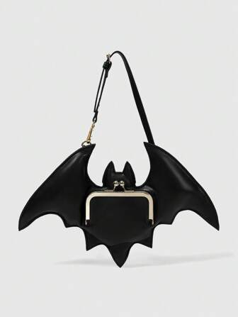 Goth Bolso de hombro con forma de murciélago para mujer
