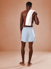 SUMWON Quần bơi Los Angeles Designer Signature thường ngày đi biển mùa hè, đồ bơi thể thao, quần đùi bơi thoải mái, thoáng khí - Màu xanh nhạt - Xem 5