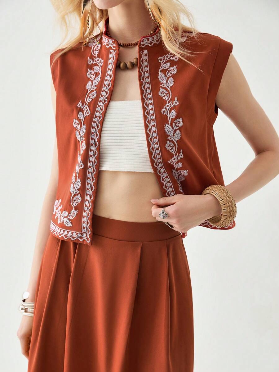 Florisole Women Two Pieces Outfits For Daily Wear - Brown - View 1