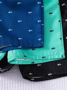 SHEIN 3 pièces/Set Short décontracté à taille élastique imprimé pour bébés et tout-petits garçons, avec cordon de serrage. Convient pour l'été, les sorties, l'école, le décontracté, les vacances et les rassemblements - Multicolore - Voir 5