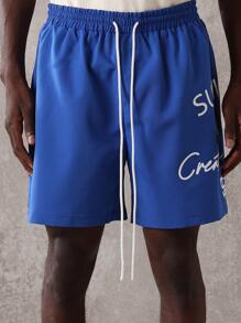 SUMWON Pantaloni scurți de baschet din nailon premium, atletici, cu talie cu șnur, departament creativ, antrenament de vară, antrenament la sală, sport activ, îmbrăcăminte de performanță, absorbție a umezelii, îmbrăcăminte urbană de stradă