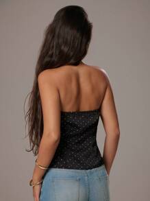Avantive Club Office Western Wear Women Black And White Party Women Polka Dot Top - Black - View 2