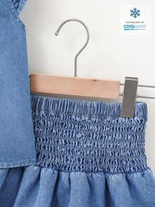 SHEIN Tween Girls Denim Two Pieces Outfits - Medium Wash - View 3