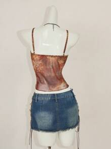 SHEIN ICON Y2K Style Boho Printed Camisole Tank Top, Minimalist & Fashionable Casual Everyday Wear - Brown - View 2