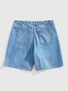 ROMWE MEN Goth 男士休闲复古印花牛仔短裤