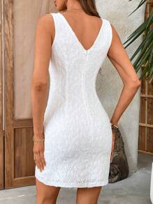 EMERY ROSE Women Summer Elegant Jacquard Sleeveless Bodycon Dress Business Casual Woman