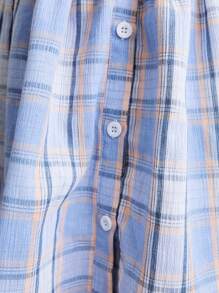 SHEIN Young Girl Cute Peter Pan Collar Plaid Front Button Sleeveless Dress, Summer - Multicolor - View 6