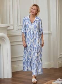 Miaspire Spring/Summer Holiday Style Print Shirt Collar Dress For Women Festival Outfits For Mother's Day