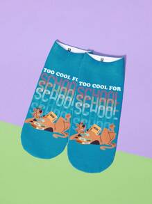 SCOOBY-DOO X SHEIN 1 Pair Cute Cartoon Dog Printed Comfortable Ankle Socks - Multicolor - View 3