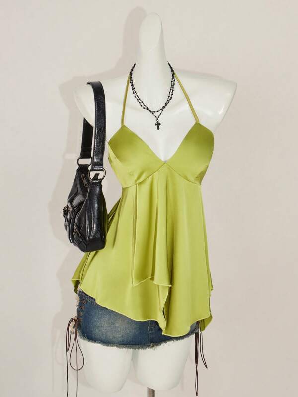 SHEIN ICON Loose Hem Halter Tank Top, Fashion For Summer