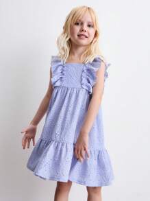 THE HAPPY LOOK Young Girls Summer Embroidered Ruffle Hem Boho Style Dresses
