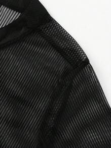 ROMWE MEN Grunge Punk Men's Punk Mesh Slogan Print Short Sleeve Street Style Shirt, Summer