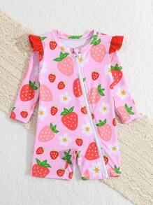 Newborn Baby Girls' Random Printed Ruffle One-Piece Swimsuit Tropical Baby Clothes Tropical Baby Clothes Girl Baby Clothes For Girls Cheap Baby Girl Clothes Baby Girl Clothes Zipper Infant Girl Clothes Spring Baby Summer Clothes Girl Strawberry Girls Outfit Strawberry Clothes For Girls Strawberry Toddler Girl Young Girls Sets Girls 2 Pieces Summer Outfits Summer Sets For Girls - Multicolor - View 5