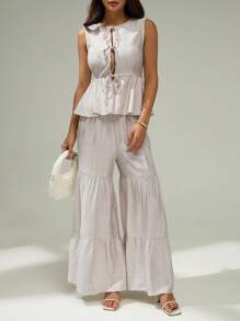 SHEIN PETITE Women Two Pieces Outfits For Daily Wear - Apricot - View 8