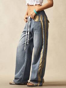 Bohemela Women's Low-Rise Straight Leg Woven Denim Jeans, Back To School, Vintage - Light Wash - View 5