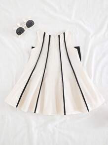 Cozy Pixies Vestido sin mangas con cuello redondo y lazo decorativo para bebé niña