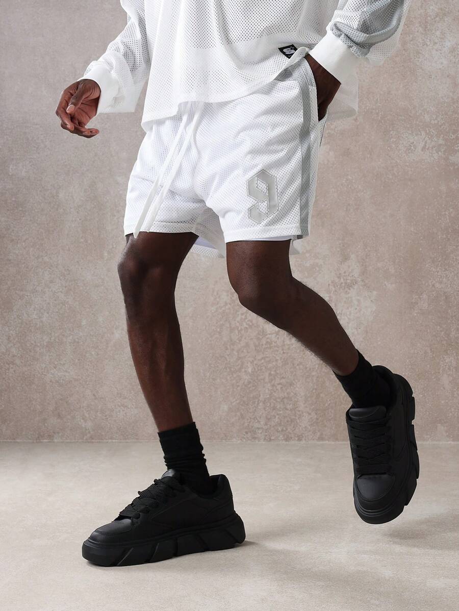 Shorts de baloncesto deportivos de malla, con cordón, transpirables, para verano, gimnasio, entrenamiento, ejercicio, fitness, ropa deportiva, correr, actividad física, con material de jersey que absorbe la humedad - Multicolor - Ver 1