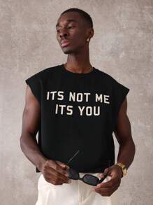 SUMWON Statement Athletic Tank Top Sleeveless Workout Boxy Cut Raw Edge Summer Active Sport Urban Streetwear Training Gym Performance Muscle Tank - Black - View 4