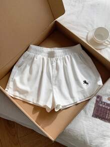 Comfortcana 大码休闲纯色马标志短裤，夏季时尚