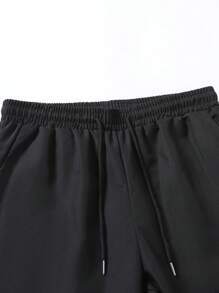 Manfinity Homme Áo sơ mi tay ngắn họa tiết hoa và quần dài cạp rút, trang phục thường ngày cho nam, trang phục ấm áp - màu đen - Xem 3