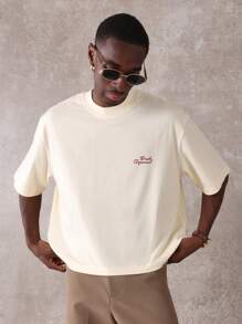 SUMWON Retro Limonadenstand Frisch gepresst hausgemachte Sommer Grafik-Muster Oversize Baumwoll T-Shirt Lässiger Strandurlaub Oberteil - Aprikosenfarben - Übersicht 2