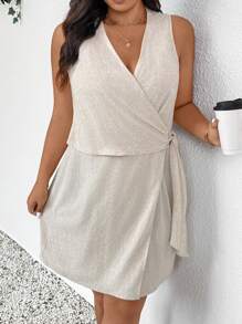 SHEIN Frenchy Rochie midi, cu decolteu în V, fără mâneci, cu talie cu cravată