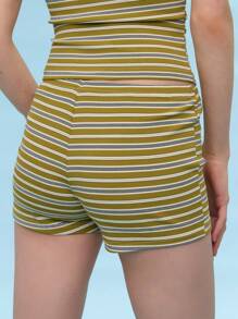COUREZ Quần short siêu ngắn kẻ sọc, quần short mùa hè cho nữ, quần short mùa xuân hè, phong cách Y2K, phong cách vintage thường ngày. - Nhiều màu - Xem 3