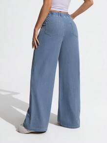 Flexra Women's Casual Washed High Waist Straight Leg Jeans - Light Wash - View 2