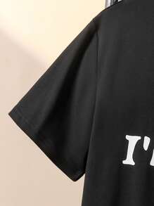 Teen Boy Casual Fashion Versatile Cool Letter Print T-Shirt, Suitable For Summer Daily - Black - View 4