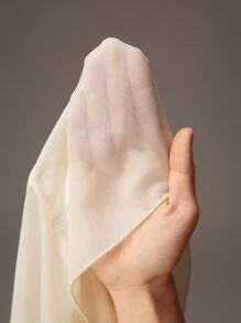 SHEIN 孕妇露肩连体灯笼袖公主风拍照连衣裙，适合孕妇拍摄 - 米色 - 查看 7