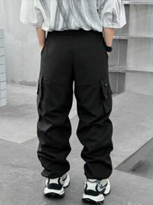 Tween Girls' Solid Color Pocket Casual Jogger Pants - Black - View 2