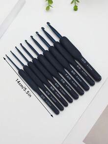 1 件/9 件海军蓝 TPR 软柄钩针，针织纱线编织工具，缝纫工具 - 藍色 - 查看 2