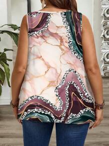 EMERY ROSE Plus Size Casual Retro Floral Pattern Loose Fit Ruched Wide Strap Camisole And Tank Top, Suitable For Spring And Summer Woman S Summer Clothes Mother's Day Gift Vcay Suitable For Going Out - Multicolor - View 2