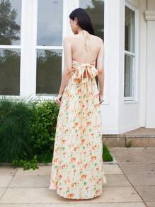 SHEIN LUNE 女式花卉印花无袖长裙 - 随机花朵图案 - 彩色 - 查看 2