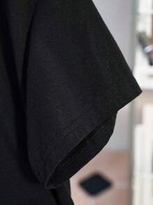 TOM & JERRY X SHEIN Women's Casual Cartoon Graphic Round Neck Short Sleeve T-Shirt, Summer Suitable For Going Out - Black - View 4