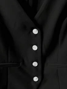 GlowEve 女士夏季V领白色复古时尚修身短款背心 - 黑色 - 查看 5