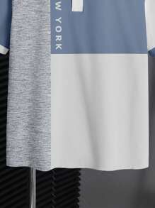 Tween Boy Colorblock Graphic Print Short Sleeve Polo Shirt, Suitable For Summer - Multicolor - View 5