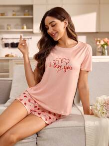 SHEIN Couples' Casual Fashion Pajamas Set, Spring/Summer - Pink - View 6