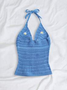 Flirla Damen Große Größen Süßer Urlaubs Lässig Bestickter Strickpullover