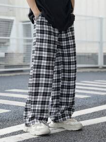 SHEIN Teen Boys Casual Plaid Pants, Suitable For Streetwear, Punk, Rock, College, Daily Wear, Party, Music Festival, Spring/Summer
