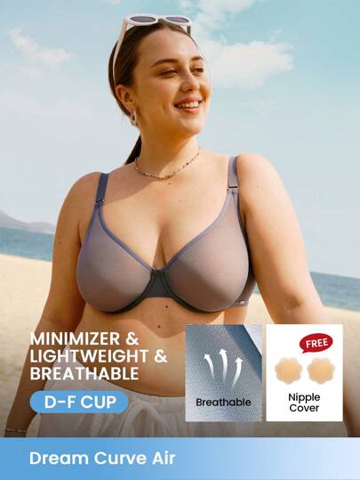 LUVLETTE Sujetador minimalista de malla transpirable, sin forro, con escote profundo, cómodo y ligero