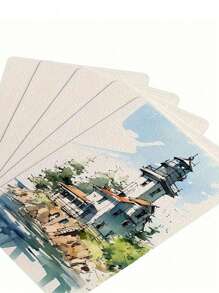 SHEIN 50 张空白水彩纸，用于绘画，300gsm 重磅专业水彩纸，用于明信片和素描，学校美术课用品返校，返校，学校用品 - 白色 - 查看 7