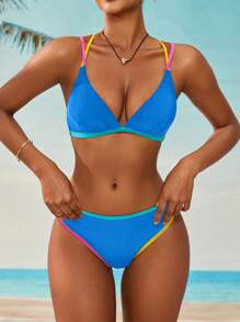 Swim SPRTY Women's Casual Colorful Strap Decoration Swimsuit Set For Summer Beach Vacation - White - View 6