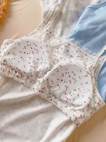 3pcs Lace Trim Ditsy Floral Camisole Tops For Teenage Girls, Suitable For Summer Casual Wear With Shorts, Pants, Skirts, And Also As Layering,Holiday,Summer,Travel - Multicolor - View 3