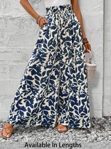 SHEIN Tall CURVE Große Größen Lässig Allover Muster Weite Hose