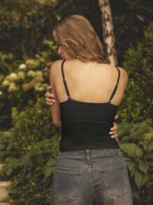 Aralina Strappy Ring Detail Textured Bustier Crop Vacation Top - Black - View 2