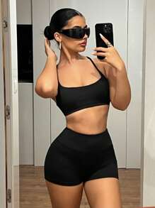 SHEIN ICON 女士日常两件套服装 - 黑色 - 查看 6